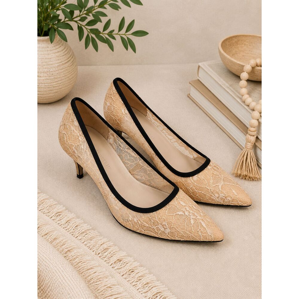 LORI GOLDSTEIN Li-Yvonne Lace Pumps Womens 11M Pink Pointed Toe Heels